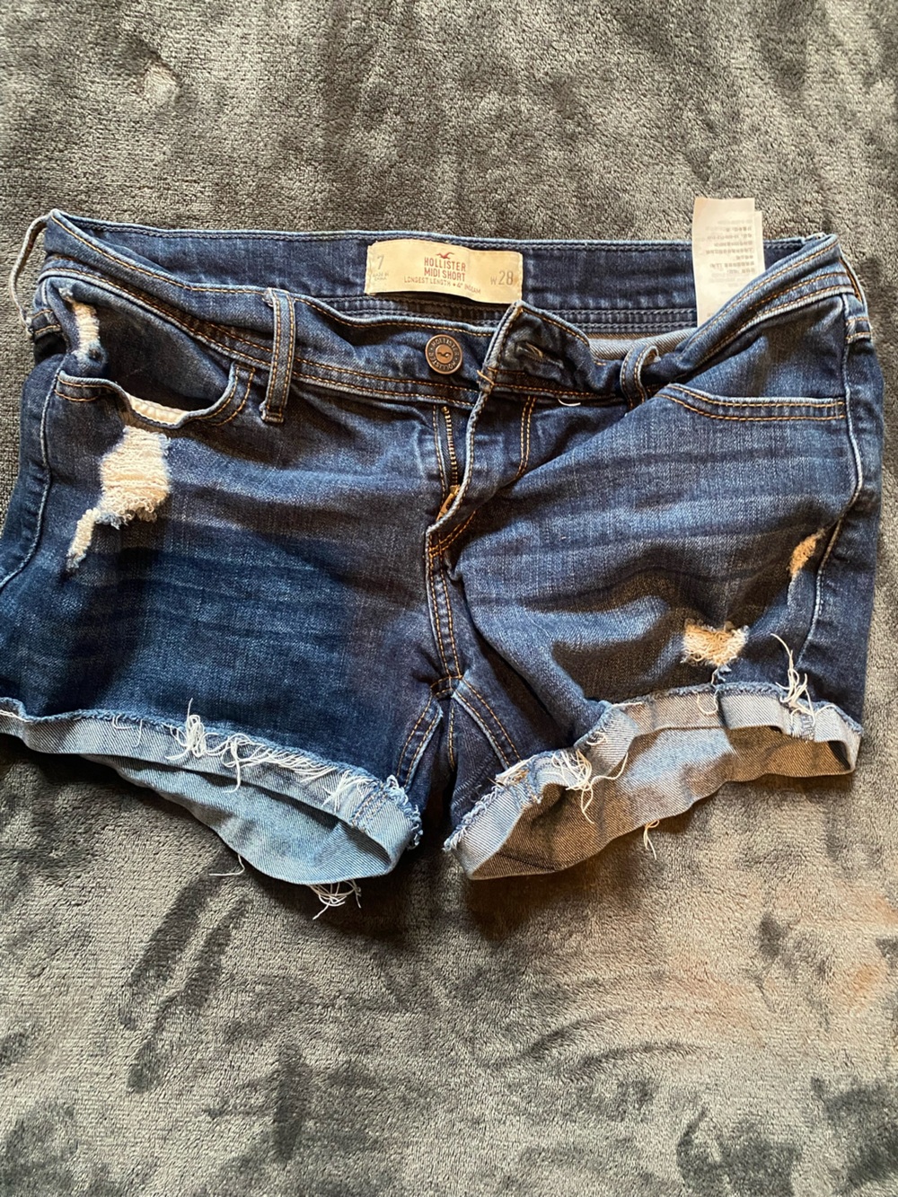 Distressed Dark Wash Denim Cutoff Shorts